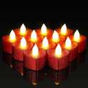 Baquler 24 Pcs Valentine Candles Heart Shaped Glitter Tealights Romantic LED Tea Lights Candle Battery Operated for Valentine's Day Marriage Proposal Wedding Anniversary Celebration Decor(Red)