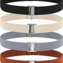 No Show Elastic Belts for Women with Invisible Flat Buckle Stretch Web Strap Belt for Jeans Pants Dresses