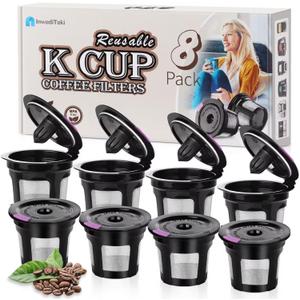 Reusable K Cups for K-eurig, 8 Pack K Cup Reusable Coffee Pods, Universal Reusable K Cup for K-eurig 1.0 and 2.0, Refillable K Cup Coffe Pods BPA Free