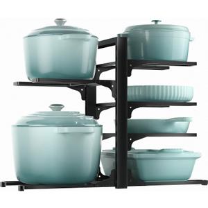 ORDORA 6-Tier Pots and Pans Organizer under Cabinet, Kitchen Cabinet Organizers and Storage, Heavy Duty Pots and Pan Storage Rack Organizer inside Cabinet, Adjustable Pot Rack