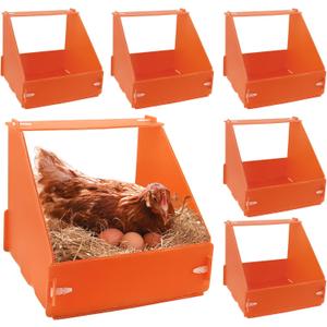 6 Pack Chicken Nesting Boxes for Laying Eggs for Hens Ducks and Poultry, Orange