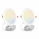 Amico 2 Pack 7 Inch 5CCT Ultra-Thin LED Canless Recessed Ceiling Light with Junction Box, 2700K/3000K/3500K/4000K/5000K Selectable, 15W=100W, 1300LM High Brightness, Dimmable Wafer Downlight-ETL&FCC