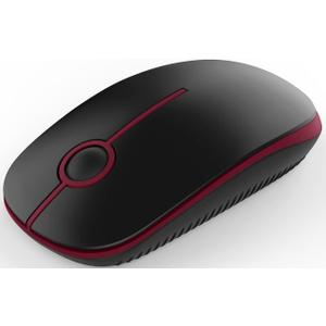VssoPlor Wireless Mouse, 2.4G Slim Portable Quiet Computer Mice with Nano Receiver for Notebook, PC, Laptop, Computer-Black and Wine Red