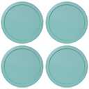 Replacement Lids fits Pyrex 4-Cup Glass Food Storage Container Bowls, 6-Inch Plastic Round Lids Covers for Pyrex 7201-PC, Airtight & Leakproof (4-Pack, Turquoise)