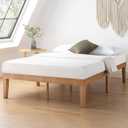 Mellow Naturalista Classic 16 Inch Solid Wood Platform Bed with Wooden Slats, Natural Pine, Queen
