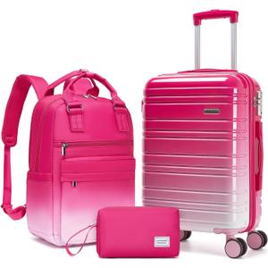 LARVENDER Carry on Luggage Sets 3 Piece, 20 Inch Suitcases, Berry Sparkling