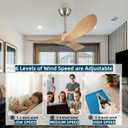 36 Inch Wooden Ceiling Fan Without Light With Remote Control, 3 solid wood fan blades Ceiling Fan for Indoor, Living Room, Dining Room, Bedroom, Terrace, Porch(Brushnickle+Natural Wood, 36 inch)