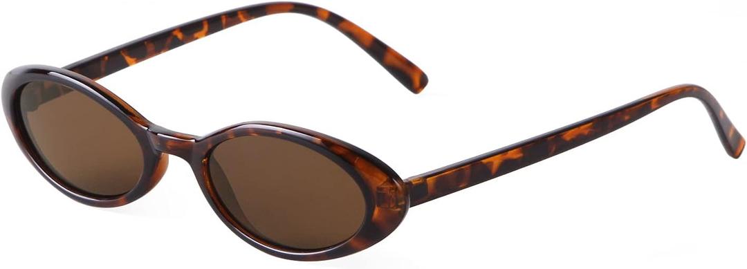 VIA LEECA Trendy Oval Sunglasses Women 90s Vintage Sun Glasses Fashion Tinted Glasses UV400 Protection (Tortoise)