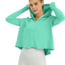 Womens UPF 50+ Sun Protection Hoodie Shirts Lightweight Quick Dry Long Sleeve Zip Jacket with Pocket Hiking Outdoor,Mint Green, Large