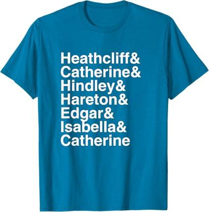 Emily Bronte Wuthering Heights Character List T-Shirt, Size M
