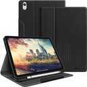 H HOLIMET Case for iPad (A16) 11th (11'')/ 10th Generation (10.9'') Vegan Leather with Built-in Pencil Holder Auto Sleep/Wake Function, Black