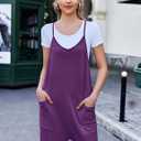Ekouaer Womens Summer Casual Sleeveless Rompers Loose Spaghetti Strap Shorts Overalls Outfits 2025 Jumpsuits With Pockets (Purple, L)