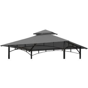 Ontheway 5FT x 8FT Double Tiered Replacement Canopy Grill BBQ Gazebo Roof Top Gazebo Replacement Canopy Roof (Grey)