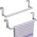 STWWO Over The Door Towel Rack, Kitchen Towel Holder Over Cabinet Door Towel Bar Stainless Steel for Cupboard for Kitchen Dish Towel Holder Hanger, 2 Pack (Brushed Nickel)