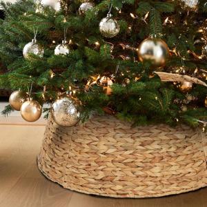 Christmas Tree Collar, 23.5 D Handmade Natural Water Hyacinth Christmas Stand Tree Collar Basket Base Cover for Holiday Decoration