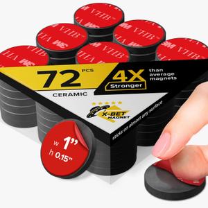 X-bet MAGNET Heavy Duty Adhesive Magnets - Ultra Strong 1" Round Sticky Magnet for Whiteboard & Fridge - Planning & Organization (1", 72 pcs)