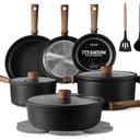 CAROTE 16pcs Pots and Pans Set, Nonstick Cookware Sets
Titanium Reinforced Coating, Scratch-Resistant, Easy to Clean, Even Heating, Induction Compatible, with Frying Pans Set