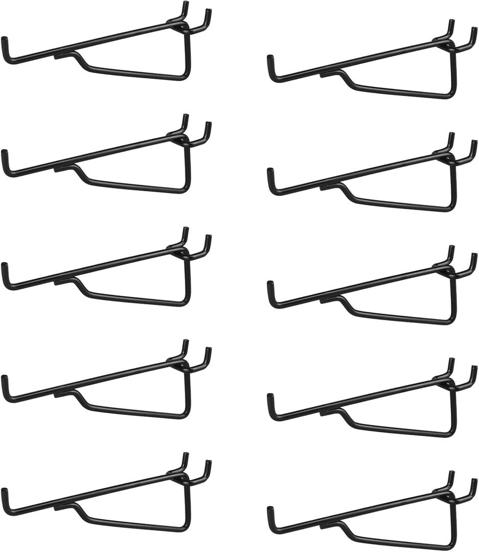 G.CORE Pegboard Shelf Hooks, 10-Pack 6" Black Peg Board Brackets, 1/4" Peg Board Organizer Accessories, Peg Hooks Assortment Various Tools Storage Arrange System for Garage Craft Workshop Workbench