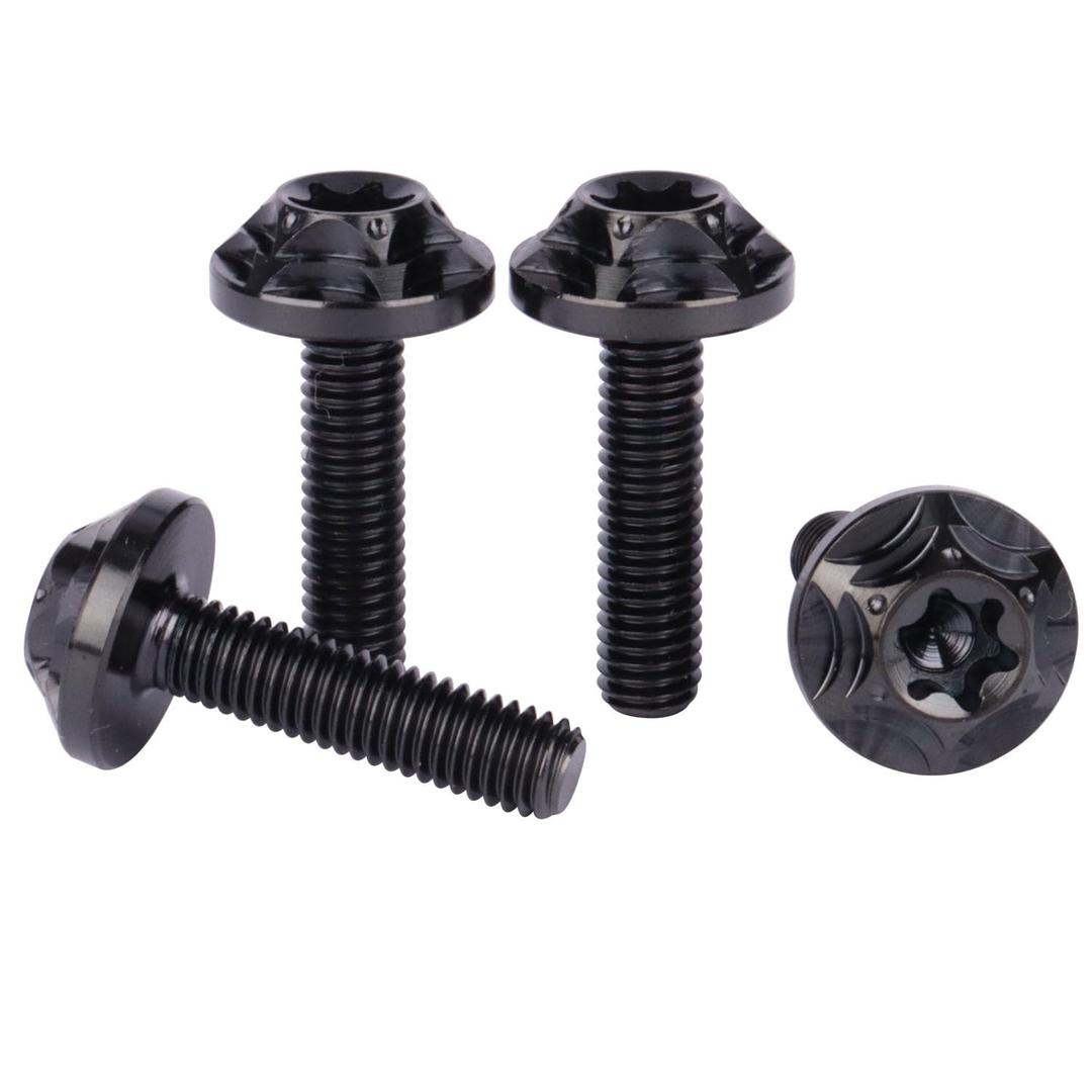 4Pcs Titanium M5x10 15 20mm Torx Head Bolt T30 Screw for Bicycle Motorcycle (Black, M5x20mm)