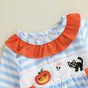 Baby Girl Halloween Outfit Peter Pan Collar Pumpkin Romper Bowknot Onesie Cute Girl Fall Winter Clothes (0-3 Months, Orange)