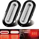 2pcs 6" inch Clear Lens Oval Red 52 LEDs Trailer Lights w/Flange Surface Mount Halo LED Brake Stop Turn Running Tail Lights【Patented】 Submersible IP67 for Boat Truck/RV/Van, DC 12V