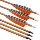 Elong 6pk 30" Archery Carbon Arrows Wood Camo Spine 600 Recurve Bows Turkey Feather Arrow