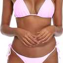 SHERRYLO Thong Bikini Swimsuit for Women Black Brazilian String Bikinis Bathing Suit Triangle Top Bathing Suits Swimsuits (Medium, Light Pink)