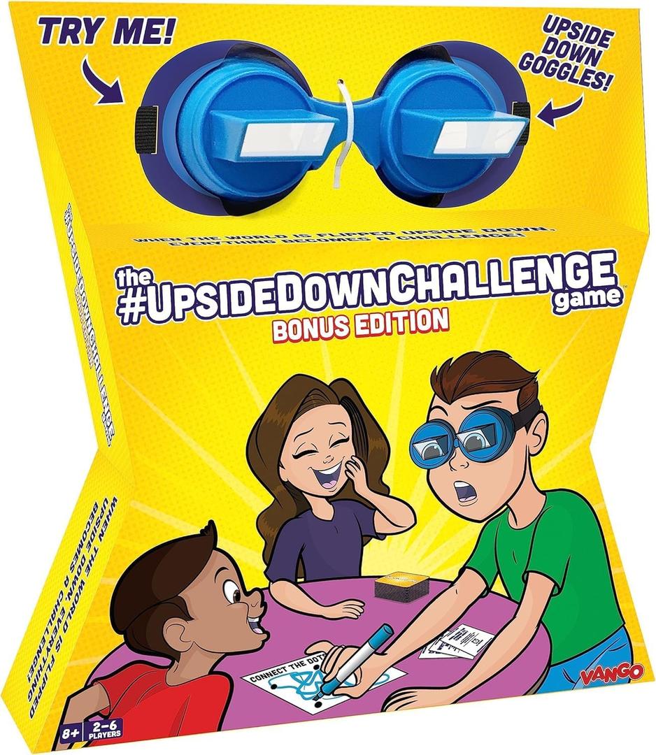 Vango The Original UpsideDownChallenge Game for Family & Kids - Fun Challenges with Upside Down Goggles - Hilarious for Game Night & Parties - 2-6 Players, Ages 8+ (Bonus Edition)