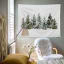 AQYIP Christmas Tree Tapestry, Forest Green Christmas Tapestry Decorative, Winter Forest Pine Tree Landscape Wall Blanket Decor for Home Bedroom Living Room, 50x60 Inch