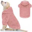 Fuzzy Dog Sweaters for Medium Dogs Dog Hoodie Soft Double-Sided Plush Fleece Pet Sweater Clothes Coats Pet Hoodie Sherpa Hooded Sweatshirt(Pink-M)