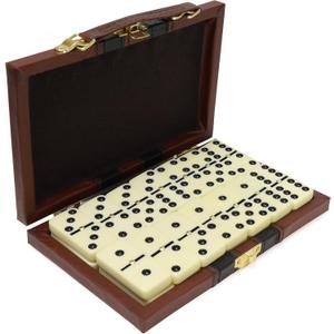 ERLLE - Premium Double 6 Dominoes Set, Jumbo Domino Set with Leather Case, Classic Domino Game for Adults & Kids, Travel-Friendly, Durable & Easy to Read Tiles