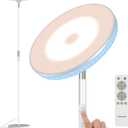 Bright Floor Lamp,42W 3700LM LED Torchiere Floor Lamps for Living Room, 71in. Modern Tall Standing Light with Remote,Color & Brightness Dimmable Sky Light,1/2/3H Timer for Bedroom,Office(White)