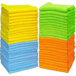 Simple Houseware Microfiber Cleaning Cloth 50 Pack, 12" x 16", 4 Colors