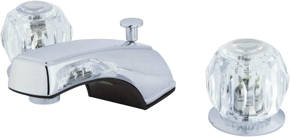 Kingston Brass KB921B Americana 8-Inch Widespread Lavatory Faucet Twin Acrylic Handle with Brass Pop-Up, Polished Chrome