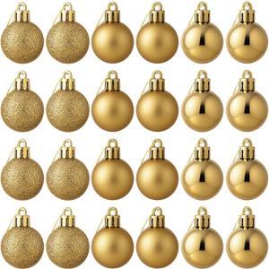 GOOTRADES Set of 24 Mini Shatterproof Christmas Balls Tree Ornaments Party Decoration, 3cm/1.18inch (Gold)