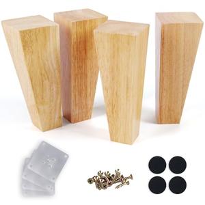 Alecutremy 6 Inch Mid Century Legs Wood Square Furniture Legs Set of 4 Tapered Sofa Feet Solid Wooden Replacement Legs for Couch Ottoman Cabinet Dresser Bed Table DIY