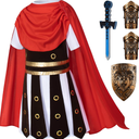 Child Medieval Roman Warrior Knight Renaissance Performance Costume with Accessories, 4-5Years, 120 cm