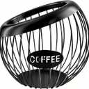 Large Capacity Black Metal Coffee Pod Storage Holder K Cup Organizer | Espresso Capsule Storage Basket Practical Decor Accessory for Kitchen Counter Bar Station