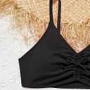 Milumia Girl's 2 Piece Swimsuit V Neck Spaghetti Strap Bathing Suit Bikini Set Swimwear (Black)