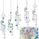 SUNNYCLUE 1 Box DIY 5 Sets Star Moon Sun Catchers Kit Hanging Sun Rainbow Catcher Window Hanging Prism Suncatcher Glass Crystal Suncatchers for Windows Indoor Outdoor Home Garden Decor