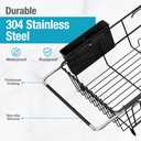 Over the Sink Expandable Dish Drainer Drying Rack In Stainless Steel for Small Kitchen, Counter Space Saving Modern Compact Metal Above Plate Dryer Strainer, Adjustable Hanging Inside Drain Holder