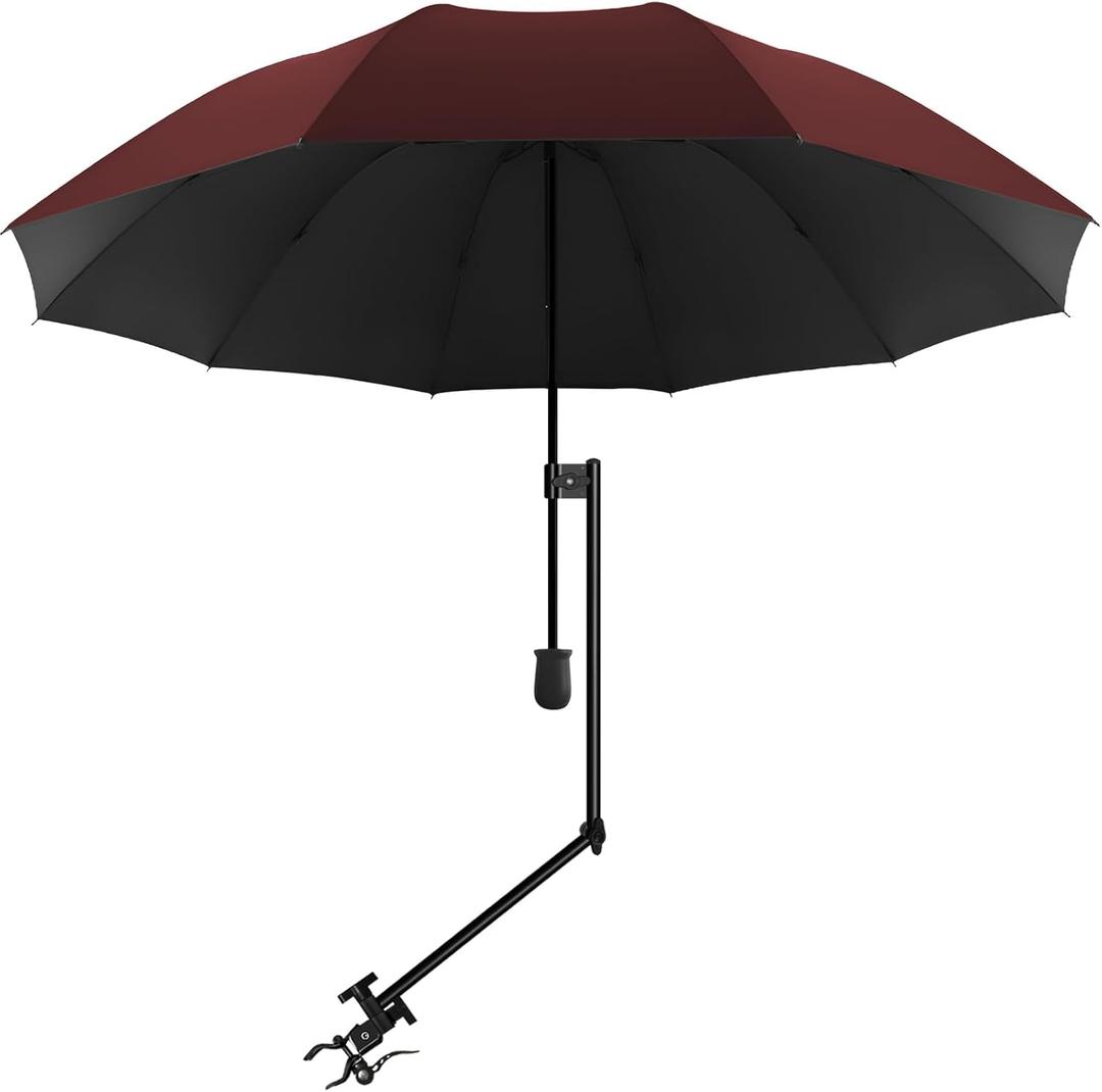UPF 50+ Beach Umbrella with Adjustable Universal Clamp
