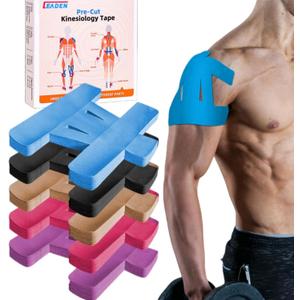 Precut Kinesiology Tape for Shoulder, 10 Pcs - Shoulder Support & Stability, Shoulder Pain Relief Athletic Tape - Waterproof & Elastic, Breathable Hypoallergenic Latex-Free Tape, Blue