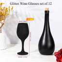 Christmas Wine Glasses Set of 12, Glitter Long Stem Wine Glasses 13.5 oz Glitter Glass Wine Cups for Wedding, Anniversary and Home(Black)