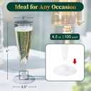 FOCUSLINE 100 Pack 4.5 Oz Plastic Champagne Flutes, Clear Plastic Champagne Glasses, Disposable Toasting Glasses Recyclable Cups for Wedding Party