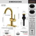 KENES Brushed Gold Single Handle Bathroom Faucets Modern Prep Wet Bar Sink Faucets Bathroom Sink Faucet with Drain Assembly & Deck Plate, Farmhouse RV Camper Outdoor Utility Faucet, KE-9005B-4