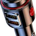 Bluetooth Car Adapter, Wireless AUX FM Transmitter, USB C&QC3.0 Dual Fast Charging, Cigarette Lighter Radio Music, Supports Hands-Free Siri Google Assistant & USB Drive, HiFi Bass Sound