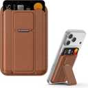 for Magsafe Wallet, 4 Card Holder with Stand, RFID Blocking with Magnetic Ring, Lightweight Slim Leather for Magsafe Walllet for iPhone 17/16/15/14/13/12, Not for iphone Mini Series, Brown