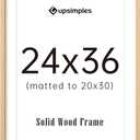 upsimples 24x36 Poster Frame, Natural Solid Wood Picture Frames, Display 20x30 with Mat or 24 x 36 Without, Vertical & Horizontal Wall Hanging, 1 Pack, Natural