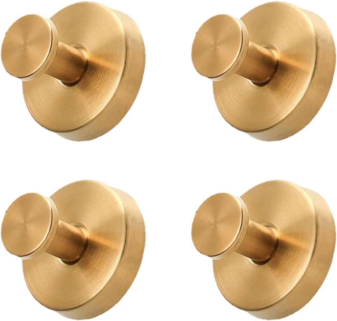 2025 Upgraded Suction Cup Hooks, Luxe grip No-Drill Hooks, Reusable Towel Hooks, Stainless Steel Waterproof Suction Cup for Shower (Gold)